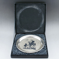 西洋古董银器 1972年美国华盛顿造币厂限量纯银盘/堂吉诃德