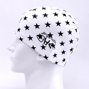 2015年新款泳帽 男女通用游泳帽 星星图案PU泳帽