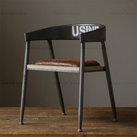 美式乡村做旧复古餐桌椅铁艺沙发椅子時尚休闲咖啡店椅电脑椅