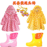 儿童雨衣女童雨衣中小童宝宝雨披婴幼儿可爱雨衣雨鞋2件套装雨具
