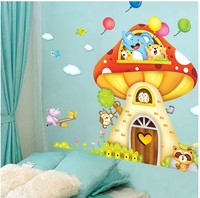 幼儿园墙贴 儿童房贴画卡通贴图卧室家居装饰可移除墙贴纸蘑菇屋