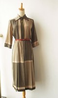 日本制 复古Vintage 高端古着连衣裙孤品 不规则格子七分袖连衣裙