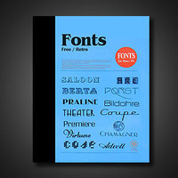 包邮最新正版英文字体设计大全 fonts free/retro 电脑安装字体库