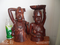 爆款限量特价人物非洲木雕原装进口玫瑰木马赛夫妇雕艺术精品