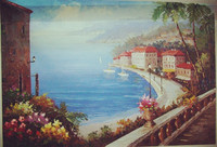 【好来】油画客厅装饰画/欧式无框画手绘油画地中海风景