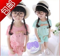 童装 女童 夏装新款2015 韩版 儿童休闲套装 外出套装 套装特卖