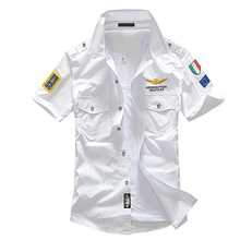 男短袖衬衫白色衬衣纯棉空军一号军装休闲工作服工装制服青少年潮