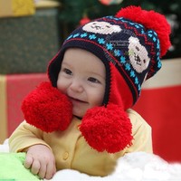 【可批】韩国秋冬童帽 时尚宝宝帽 婴儿童帽 小熊提花球球毛线帽
