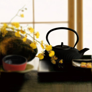 黑扁竖纹铁艺茶壶茶具东南亚风格中式复古生铁艺术混搭东方禅意风