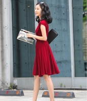 包邮 2015夏季新款韩版真丝棉时尚气质淑女修身短袖收腰连衣裙子