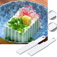 SANADA波浪形豆腐刀 切割豆腐片塑料模具造型刀片厨房小工具2件套