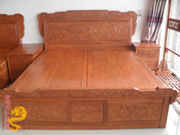 红木家具 非洲花梨大床 荷花大床 加大 1.8米大床双人床 雕花大床