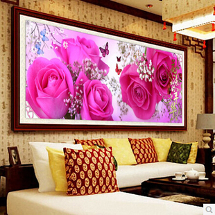 蒙娜丽莎印花十字绣花卉系列花样年华玫瑰最新款大幅客厅画包邮
