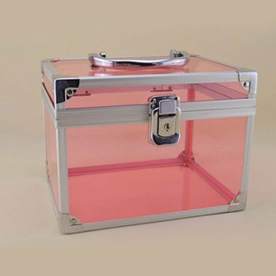 特价大号透明化妆箱亚克力首饰盒多色可选带锁工具收纳盒单层铝边