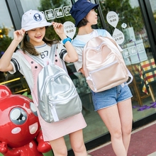 韩国2016新款 少女背包双肩 亮色书包纯色闺蜜学院风休闲包学生包
