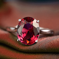 纯银水晶戒指饰品韩版时尚个性复古镶锆石红钻戒指女送女友礼物
