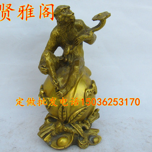 铜猴子摆件寿桃如意长寿风水铜器送老人贺寿家居装饰品吉祥物礼品