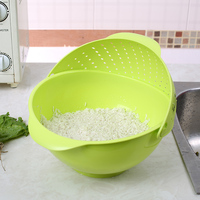 圆形沥水篮塑料果蔬篮厨房洗米篮水果蔬菜收纳框大号淘米篮沥水框