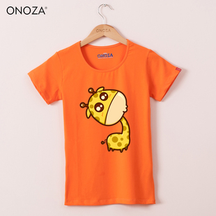 ONOZA2015夏季装修身T恤女装短袖 可爱学生简约卡通长颈鹿印花T桖