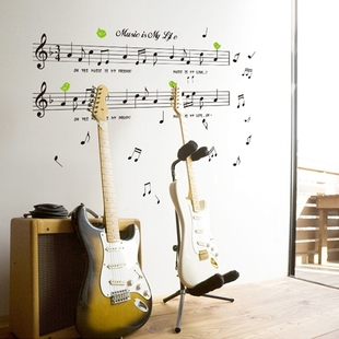 音符乐器五线谱墙贴纸 音乐教室琴行钢琴房卧室床头墙壁装饰贴画