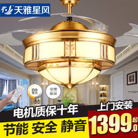 天雅星风全铜LED隐形扇吊扇灯 欧式豪华餐厅吊扇灯卧室遥控风扇灯