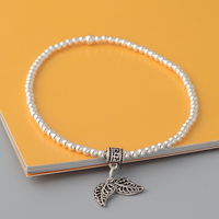 S990纯银足银脚链私人定制极简转运珠弹力线甜美小银珠子生日礼物
