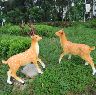树脂动物雕塑工艺品园林房地产绿化装饰品摆件仿真梅花鹿雕像公母