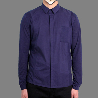若非知遇.ROFI 原创设计男装品牌 深蓝色 侧身拼接针织 结构衬衣
