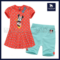 TWINKIDS小木马韩国童装 夏季装女婴小童可爱短袖T恤+五分裤套装