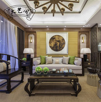 新中式样板房客厅实木沙发组合现代简约布艺沙发家具定制禅意沙发