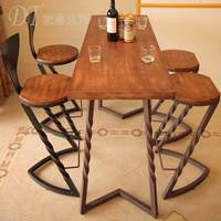 美式复古铁艺吧椅时尚靠背实木吧台桌椅欧式酒吧椅家用客厅高脚凳