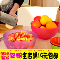 家用彩色大号塑料碗创意水果沙拉碗个性保鲜彩色可爱沙拉碗洗菜盆