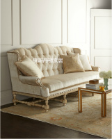 美式乡村实木框架布艺沙发法式新古典创意复古客厅三人沙发可定制