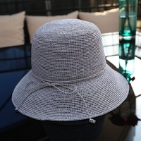 特细出游拉菲草帽子女士夏韩版 大檐沙滩帽防紫外线遮阳帽可折叠