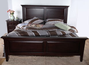 美式乡村双人床1.5米1.8米实木床简约水曲柳橡木床
