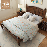 森趣复古美式乡村1.5米双人床实木床卧室单人简约1.2米儿童床家具