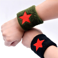 水兵舞军绿色五角星护腕男女吸汗毛巾运动护腕篮球健身手腕护具