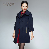 CLASIR/卡莱施2015秋冬韩版修身显瘦羊毛呢中长款外套呢子大衣女
