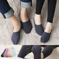 韩国进口男女袜子加厚防脱硅胶隐形船袜简约毛绒情侣地板袜3双包