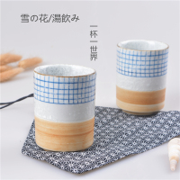 日式和风手绘餐具创意杯 水杯 茶杯 陶瓷粗陶杯子雪花杯zakka包邮