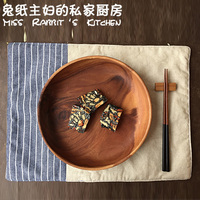 【兔纸】手工布艺餐垫茶棉麻双拼双面日式隔热防滑两用餐垫多色