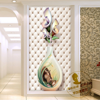 欧式现代简约3D立体玄关壁纸壁画 走廊过道墙纸装饰画 水晶马蹄莲