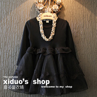 2015秋装新款韩版裙子儿童装女童蕾丝欧根纱公主裙长袖加绒连衣裙