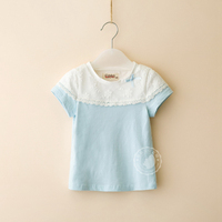 2015新款童装夏装儿童韩版可爱淑女蕾丝短袖t恤打底衫宝宝圆领T恤