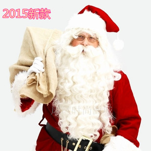 圣诞老人假发 加长白色胡子帽子 万圣节表演假发老翁胡子帽子假发