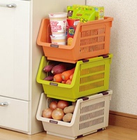 日本进口inomata 叠加式收纳筐 厨房整理架水果蔬菜收纳篮 置物箱