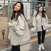韩国代购2016春装韩版新款风衣外套女宽松显瘦学生工装上衣夹克潮