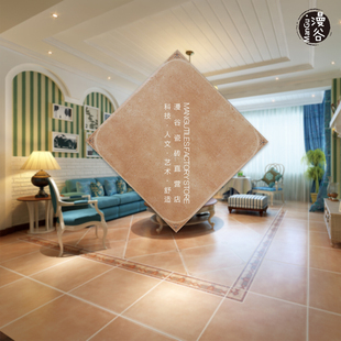 地中海圆角仿古砖欧式客厅美式地板砖田园地砖复古瓷砖600x600