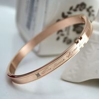韩国新款爱在环绕时尚气质镀18K玫瑰金彩金手镯韩版钛钢饰品礼物