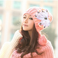 帽子女冬季针织毛线帽冬天韩版女式潮可爱女士加厚保暖护耳秋冬款
